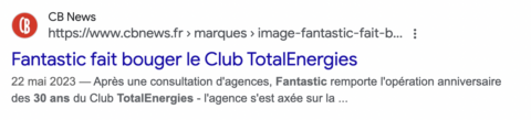 Titre d'un article sur la campagne des 30 ans du club Total Energies par Fantastic, axée sur la musique