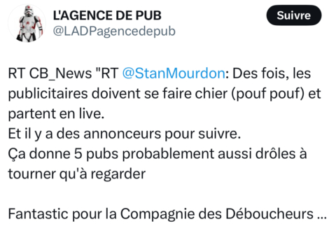 Extrait d'un post sur la première campagne TV humoristique de La Compagnie des Déboucheurs avec Fantastic, qui valorise l'humour des spots