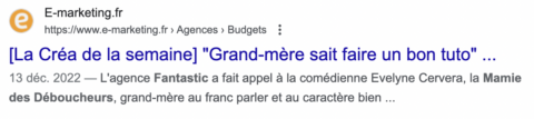 Extrait d'un article qui présente les tutos de la Mamie des Déboucheurs comme La Créa de la Semaine