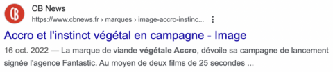 Extrait d'un article sur la campagne Révélez votre instinct végétal d'Accro par Fantastic